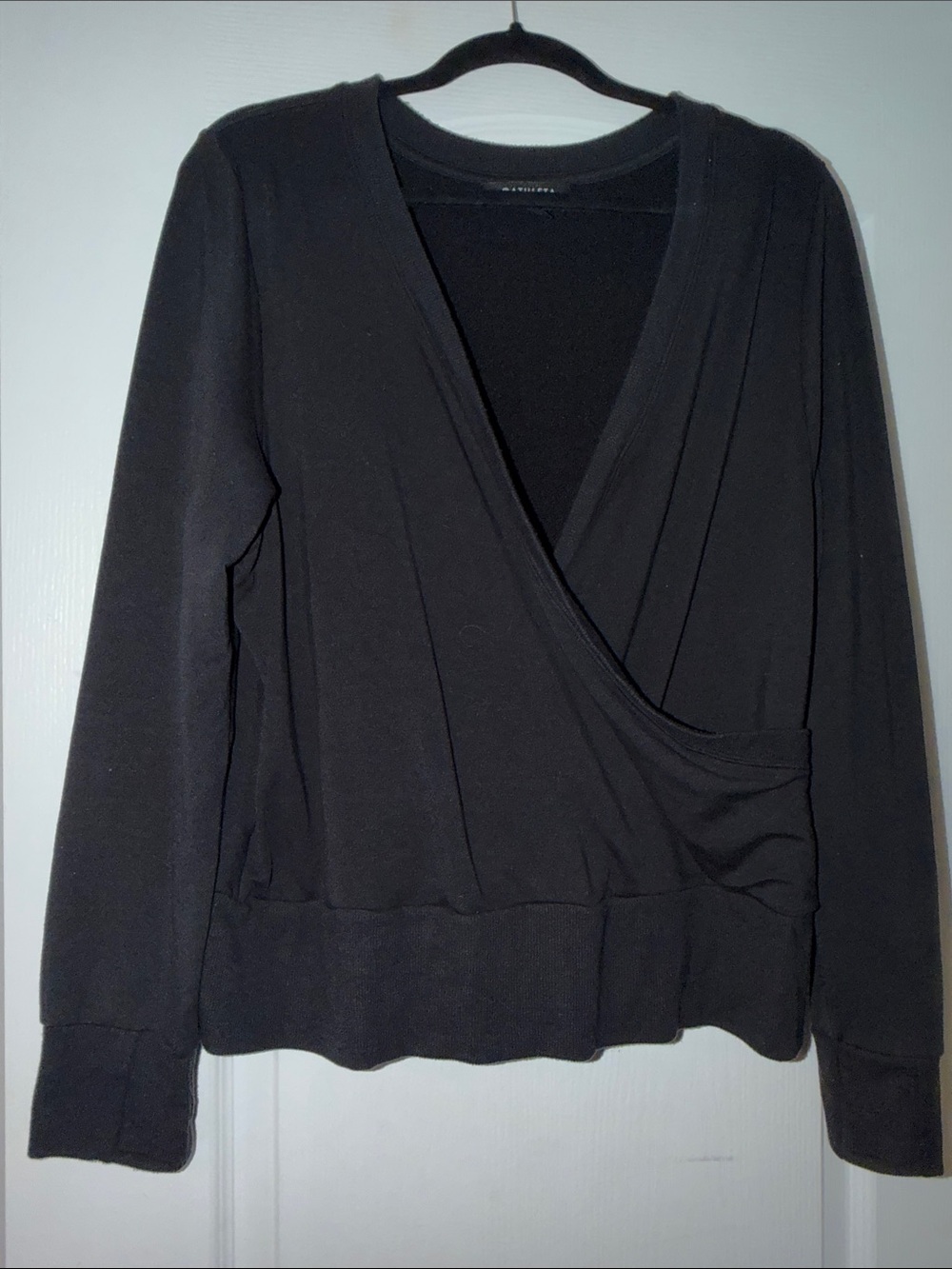 Athleta Black Wrap-Style Long Sleeve Top